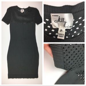 Milly Gray Perforated Sweater Dress